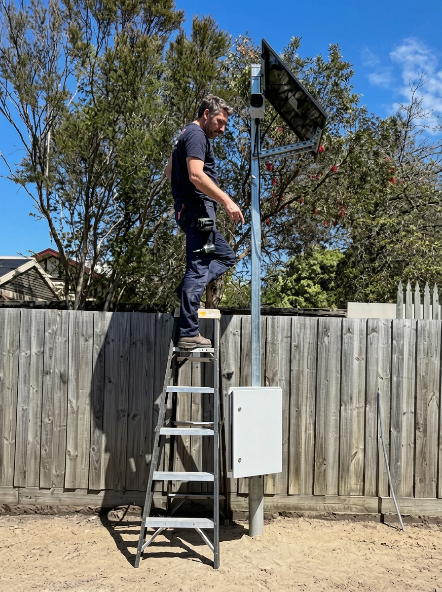 Arxus Sentinel solar CCTV system positioned on a jobsite