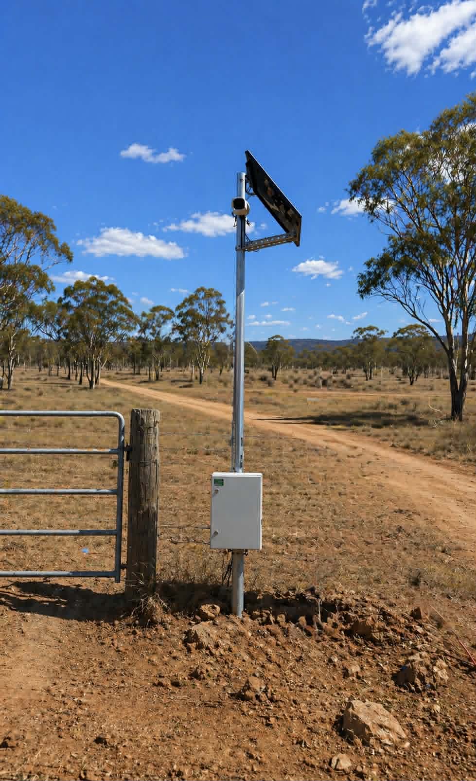 Sentinel pole-mounted CCTV system on construction site